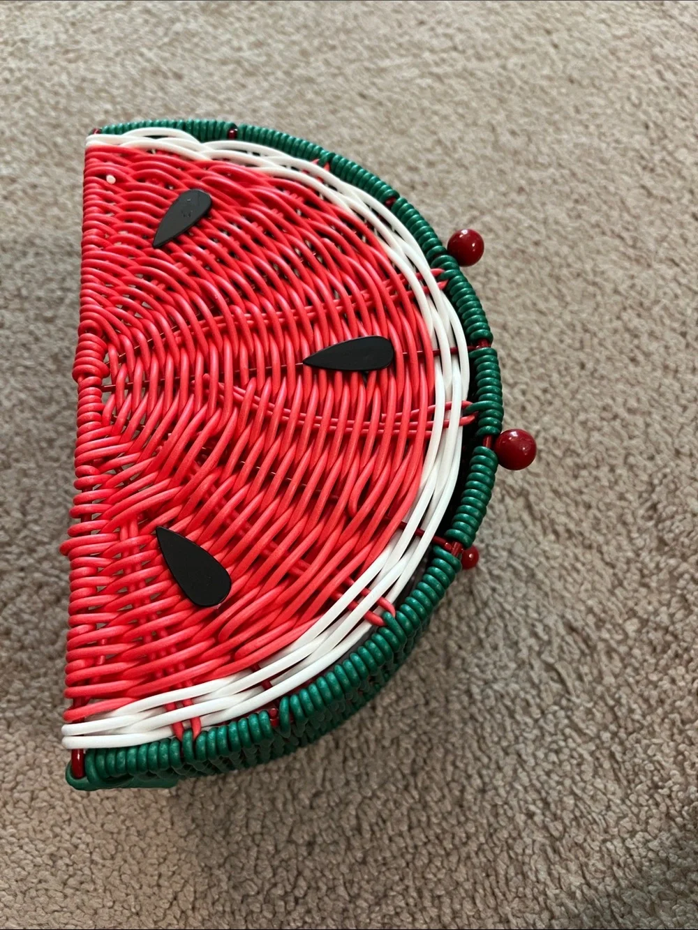 Watermelon Wicker Decorative Basket - Red/Green